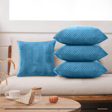 (Pack of 4, Teal) Velvet Embossed Soft Cushion Cover Pack of 1,2 & 4