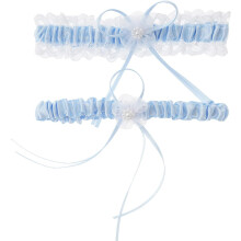 Wedding Garter Bridal Wedding Dress Flower Lace Elastic Bridal Garters with a bow, lace,Blue Bridal Stocking Flower Ornament