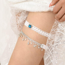 Wedding Garter Belt Shiny Rhinestone Pendant Garter Party Prom Bridal Lace Garter Band for Women Girls