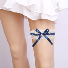 Wedding Blue Lace Garters,Women Ribbon Heart Garter Belt Stretchy Leg Garter Bridal Lingerie Leg Garter Belt for Party