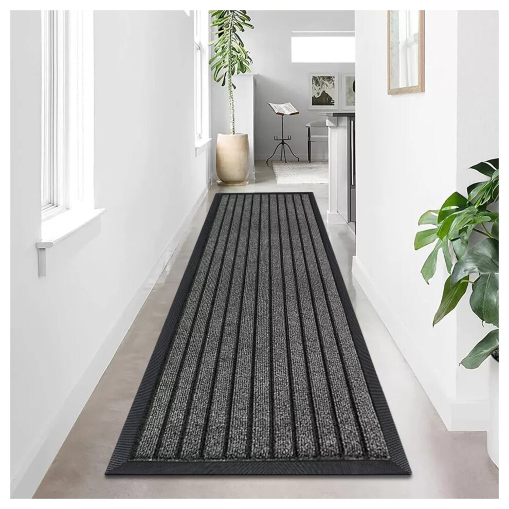 (80 x 150 cm) Grey Runner Rugs Heavy Duty Doormat Rubber Barrier