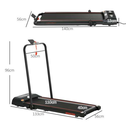 Homcom HOMCOM Foldable Walking Treadmill w/ LED Display, Red 1
