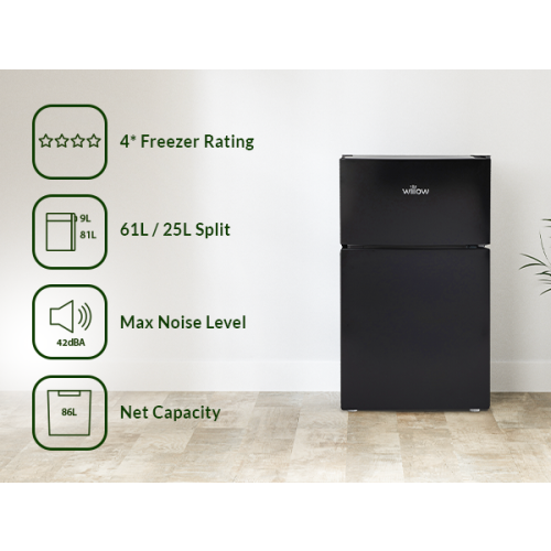 Willow Appliances Willow WB50UCFF Under Counter Fridge Freezer - Black 2