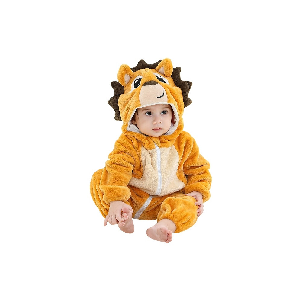 Photos - Fancy Dress  Easter Rabbit Winter Baby Rompers Clothes Costume Flannel Hooded Bodysuits(Y Hedgehog, 18-24 Months)
