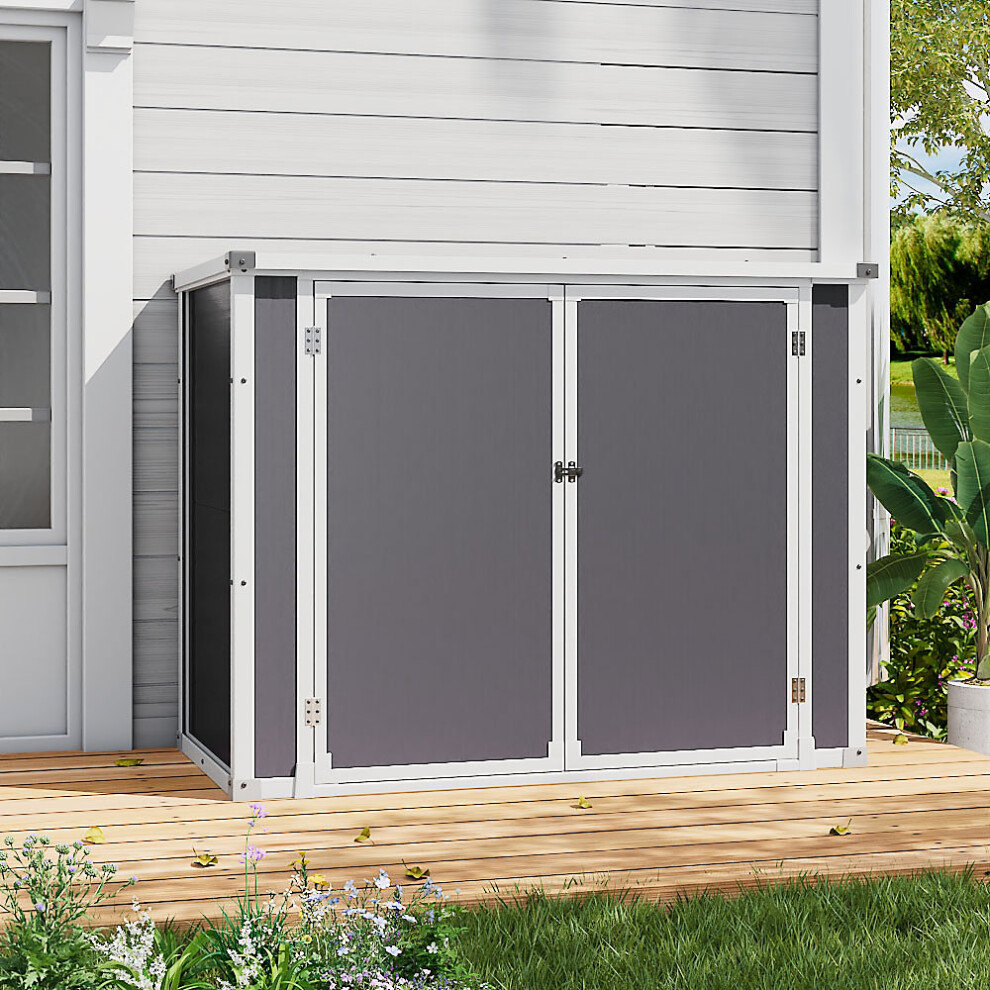 Outdoor Garden Tool Bicycle Double Door Storage Shed, Grey