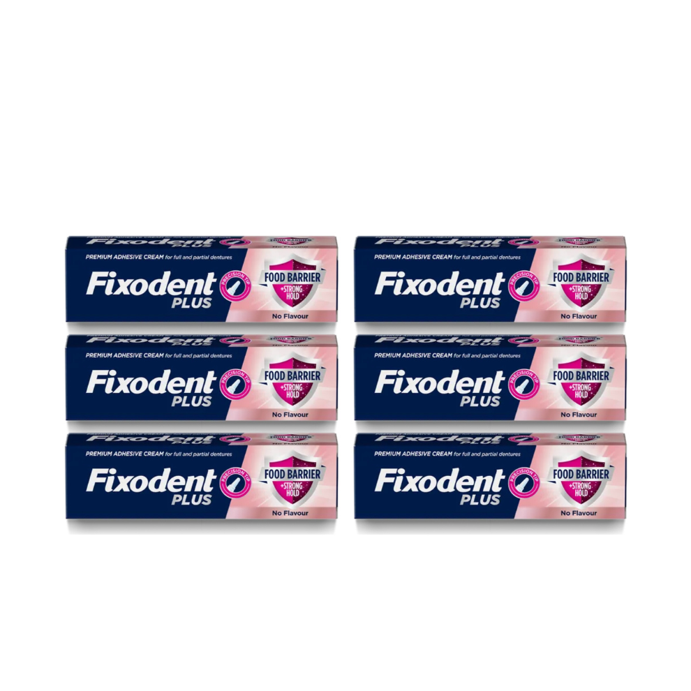 Fixodent Plus Dual Protection Denture Adhesive Cream 40g (Pack of 6)