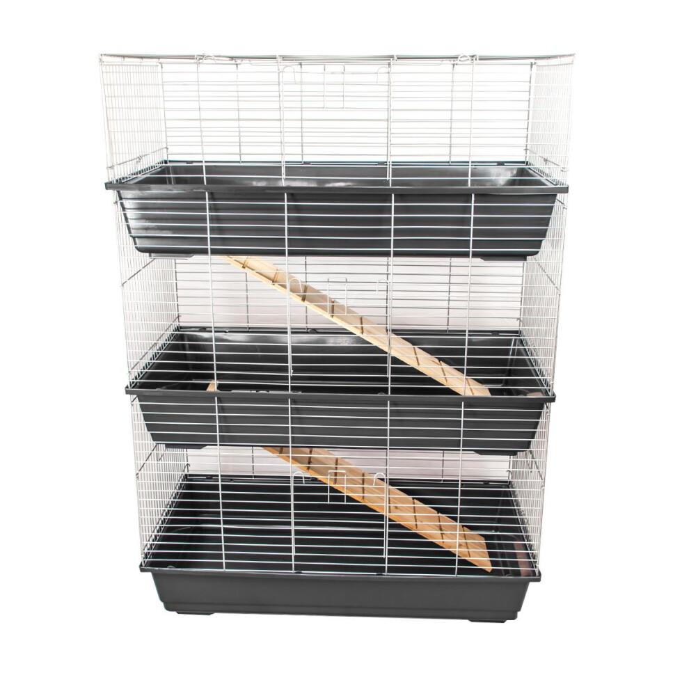 KCT Triple Level Indoor Rabbit Animal Bunny Run Pet Cage 100cm - Dark Grey