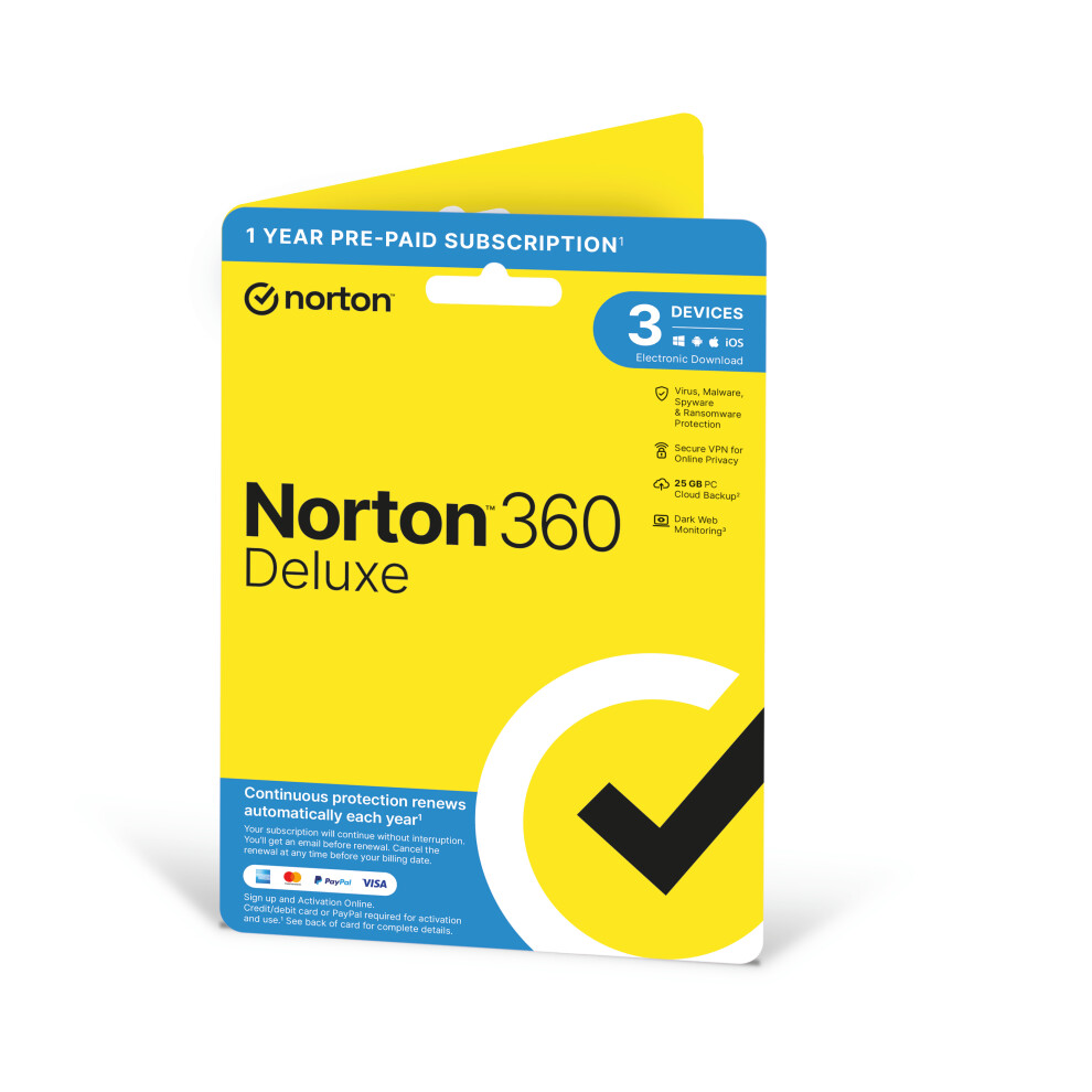 Norton 360 Deluxe 3 Devices 1 Year Subscription with Auto Renewal