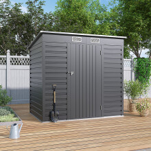 183.5cm H Outdoor Single Door Galvanized Steel Storage Shed, Grey