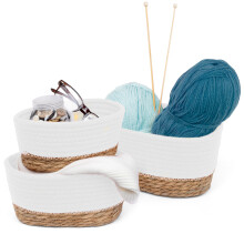 (Ecru) LIVIVO Tulla Seagrass Storage Basket Set