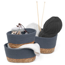 (Slate) LIVIVO Tulla Seagrass Storage Basket Set