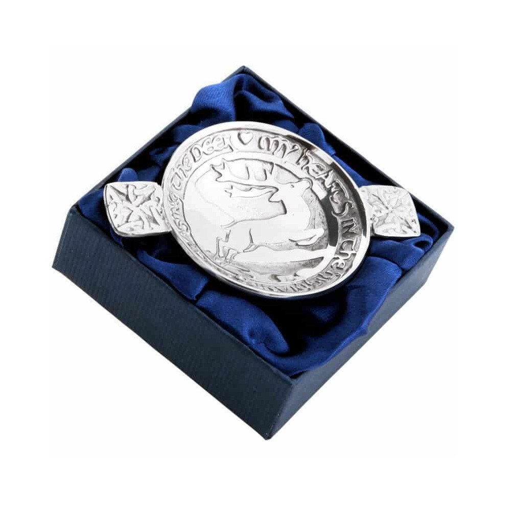 Mini My Heart Is In The Highlands Design Scottish Pewter Toasting Bowl Quaich Pewtermill