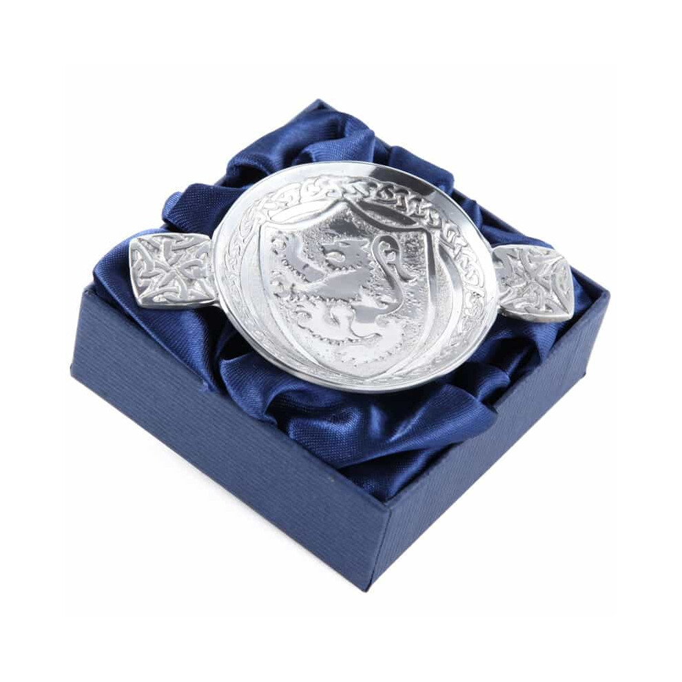 Mini Scottish Lion Rampant Celtic Design Scottish Pewter Toasting Bowl Quaich