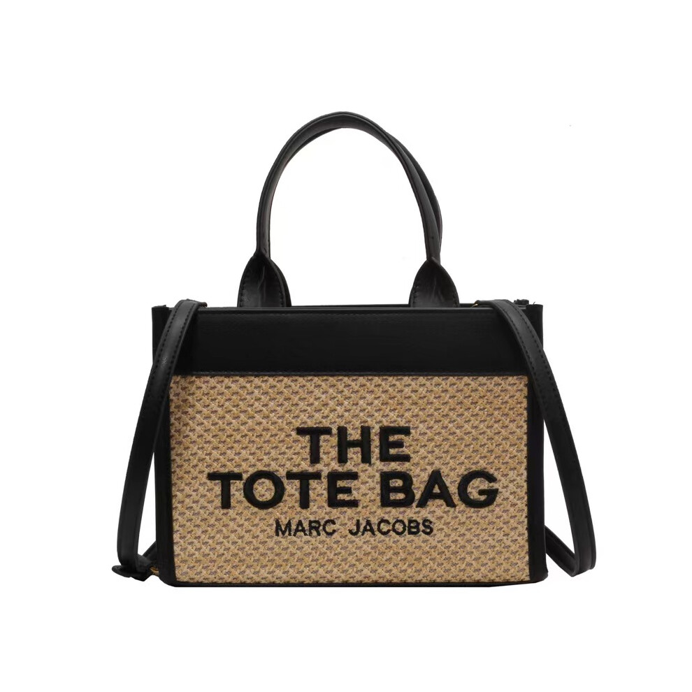 (khaki) Fashionable new textured woven tote bag Large capacity hand-held shoulder bag Light luxury casual and versatile women's bag