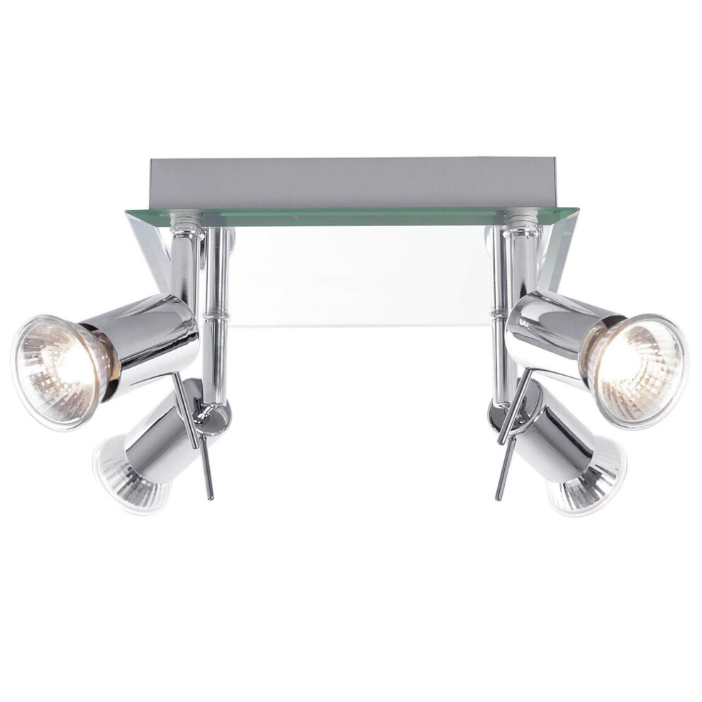 Litecraft Mercury Spotlight Plate Square Mirror Ceiling 4 Arm - Chrome