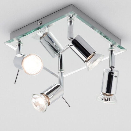 Litecraft Mercury Spotlight Plate Square Mirror Ceiling 4 Arm - Chrome 2