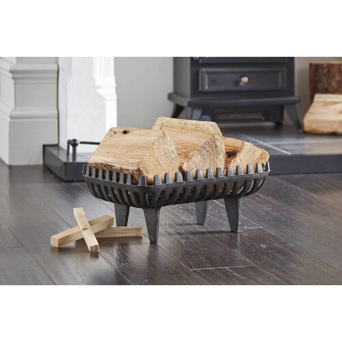 Cast Iron Log Basket Rack Black