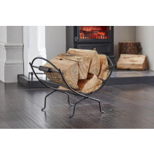 Cast Iron Folding Log Storage Rack Black