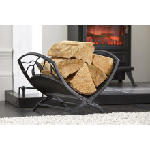 Cast Iron Log Grate Storage Rack Black