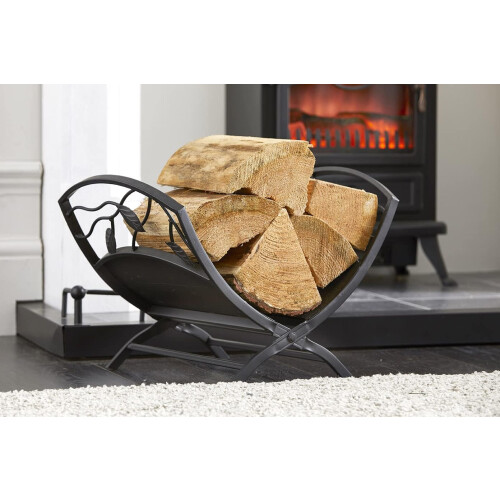 Cast Iron Log Grate Storage Rack Black