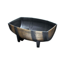 Half Barrel Burnt Wood Effect Pot - Walnut