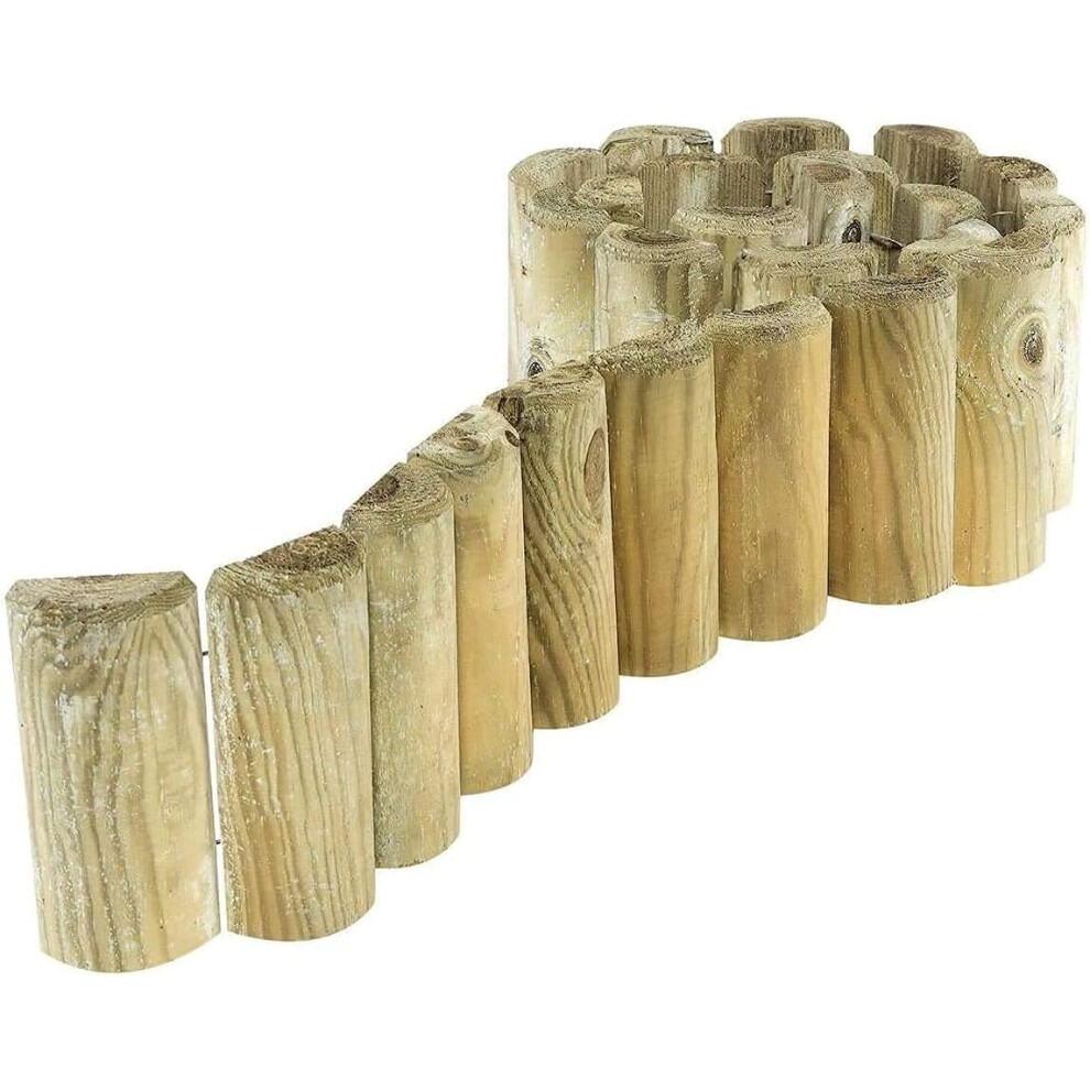 Wooden Roll Picket Log Border Fence 1.8M X 15Cm 5001112177487