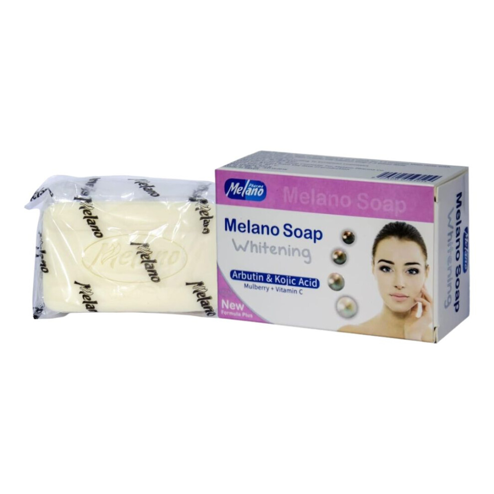 Melano Soap Whitening with Arbutin & Kojic Acid |Vitamin C Bar Soap|Brightening, Shiny & Ultra-soft Fresh Skin|Cleanser For Face, Hand, Feet & Body