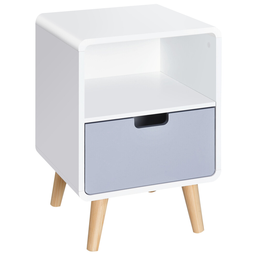 Homcom Nordic Style Bedside Table End Table Nightstand With Drawer