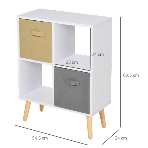 Homcom HOMCOM Freestanding 4 Cube Storage Cabinet Unit Bookcase w/ 2 Drawer 1