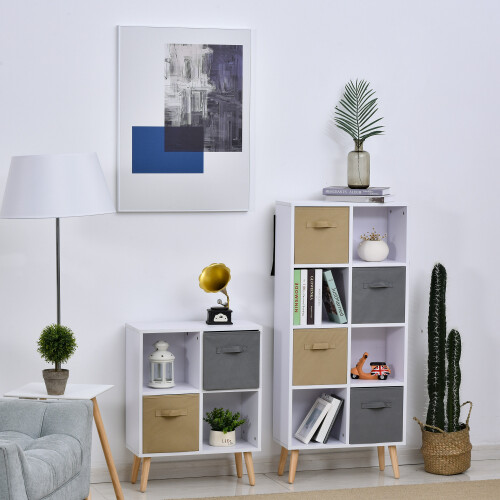 Homcom HOMCOM Freestanding 4 Cube Storage Cabinet Unit Bookcase w/ 2 Drawer 2