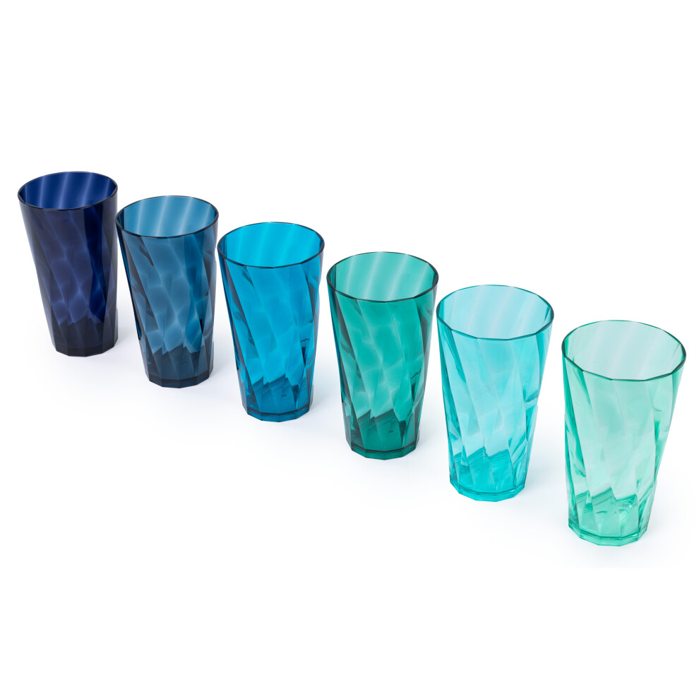 LIVIVO Set of 6 Multicoloured Plastic Tumblers - Teal