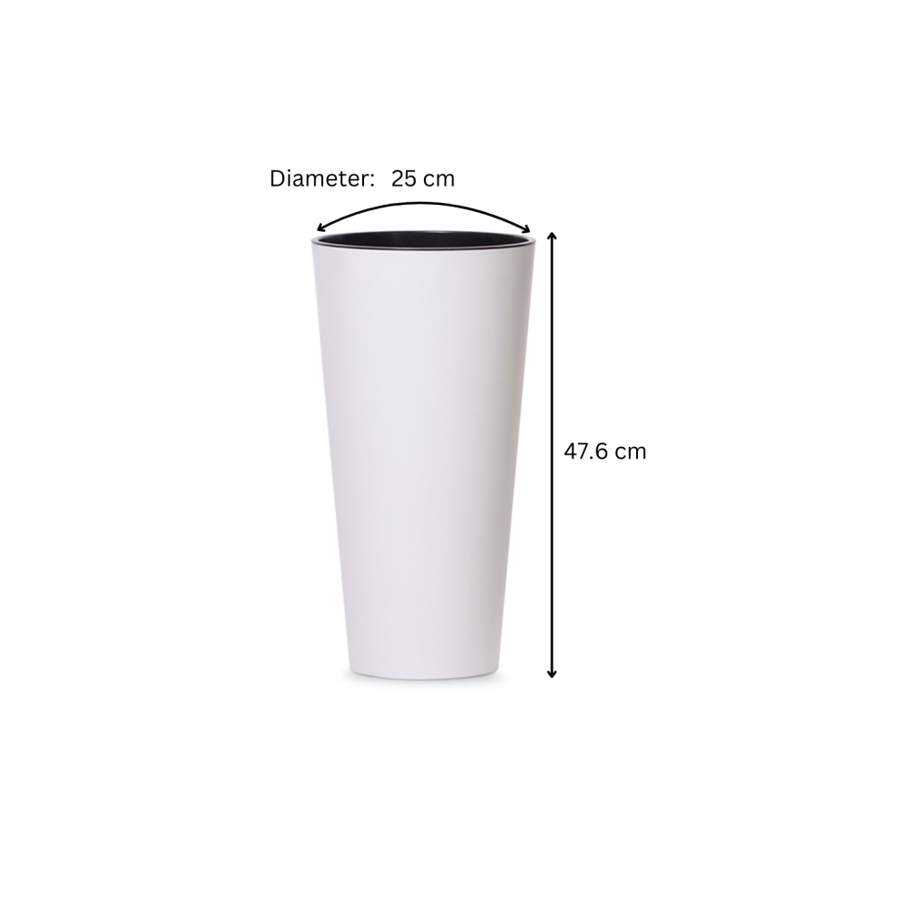 (Round 15.5 L, White) Tall Plant Pots Indoor Outdoor Planter 6 Colours