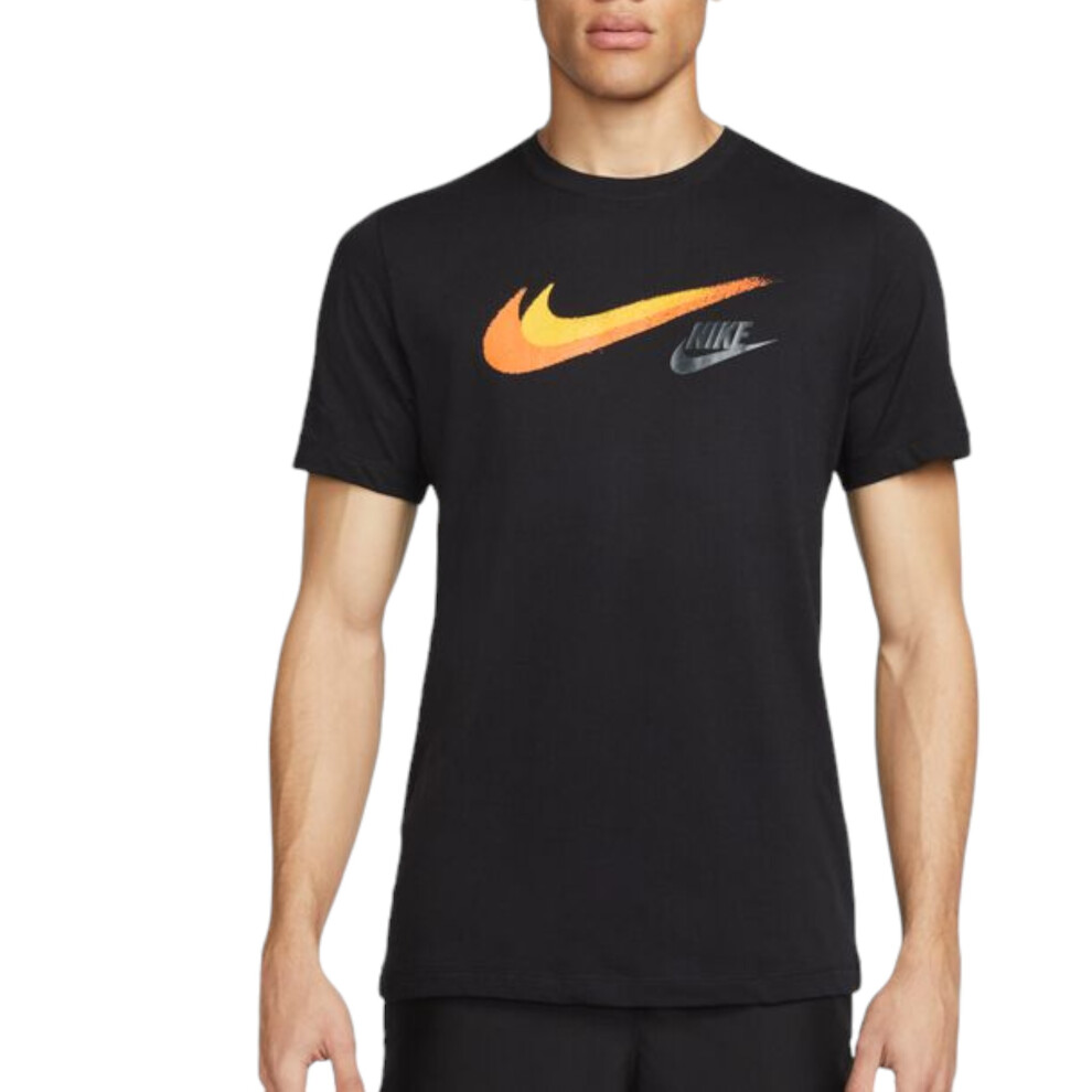 (Black, Small) Nike Mens Signature Swoosh Logo T-shirt Casual Tee