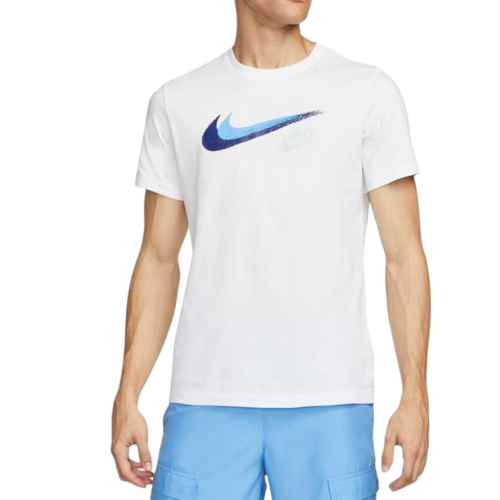 (White, Medium) Nike Mens Signature Swoosh Logo T-shirt Casual Tee