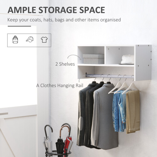 Homcom HOMCOM Wall Mounted Storage Hat Rack Hanging Coat Organizer Hanger Home White 2