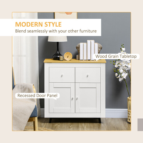 Homcom HOMCOM Sideboard Storage Cabinet Freestanding Kitchen Cupboard with Drawers 2
