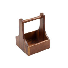 Medium Acacia Wood Condiment Holder - Durable, Easy to Clean, Indoor Use