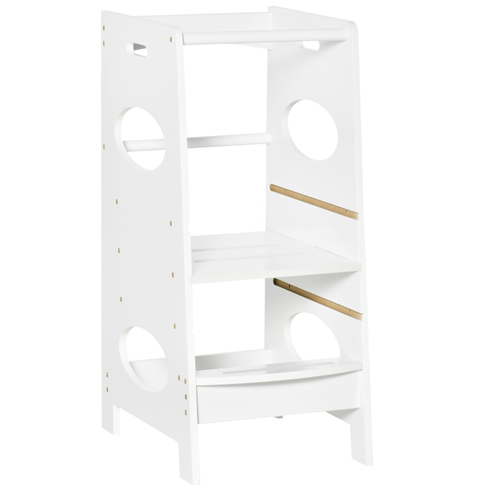 HOMCOM Kids Step Stool Toddler Kitchen Stool w/ Adjustable Standing Platform