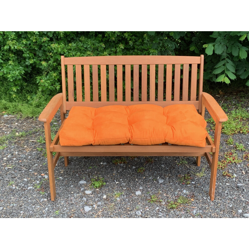 (Autumn Orange, 3ft Bench Cushion) Garden Bench / Swing Seat Cushion - 3ft, 4ft or 5ft - Blown Fibre Filling - 9 GORGEOUS FAUX SUEDE COLOURS - With or Without Side Pillows