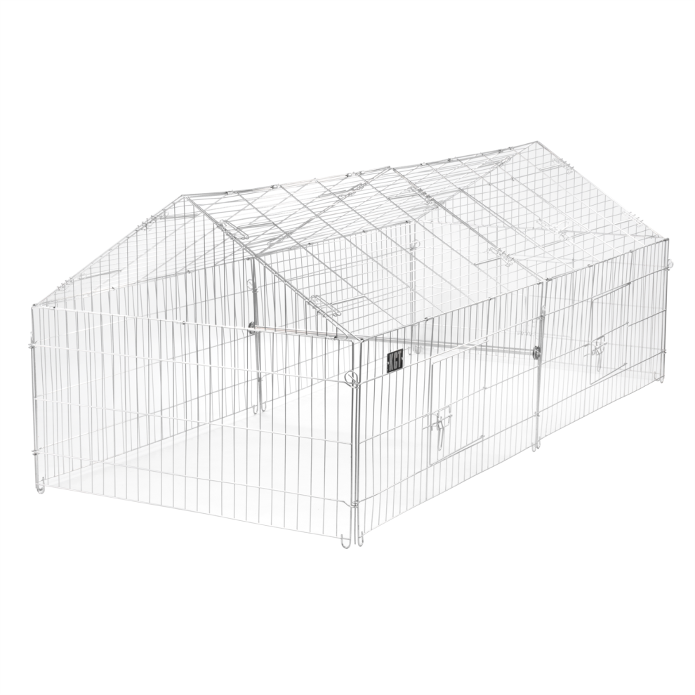 Kct Large Apex Enclosed Roof Metal Pet Playpen Run For Dogs, Cats, Rabbits, Chickens And More