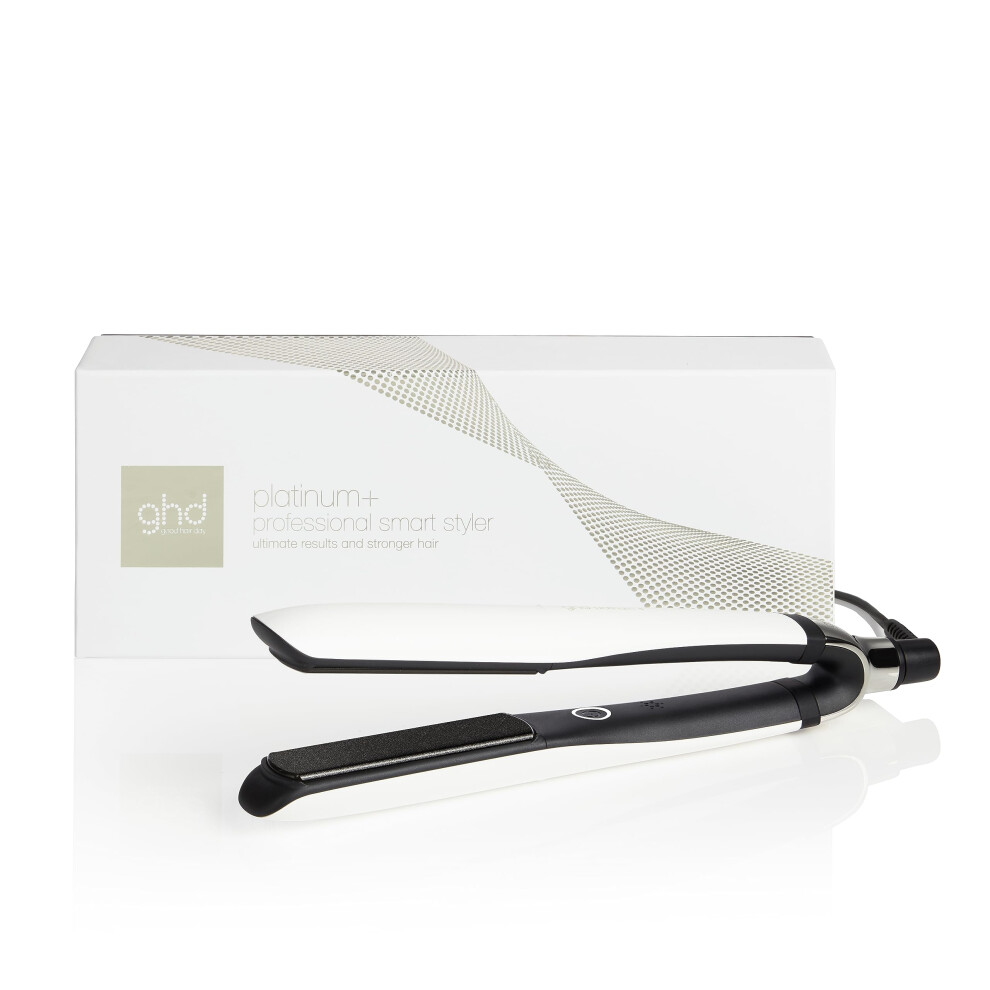 ghd Platinum+ Styler in White - Professional Smart Hair Straighteners, Wishbone Hinge, Ultra Gloss Plates