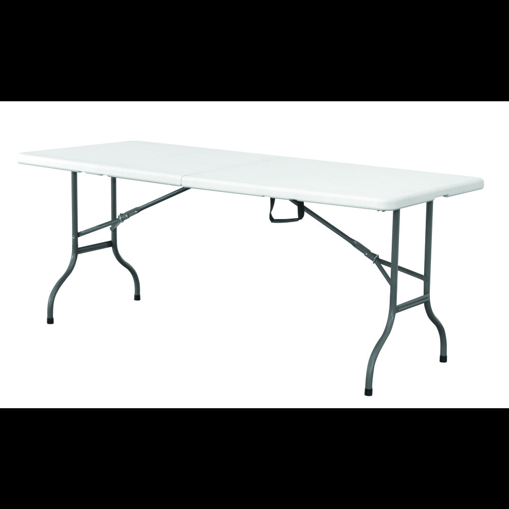 (WHITE) 6FT 1.8M FOLDING PLASTIC TRESTLE TABLE HEAVY DUTY