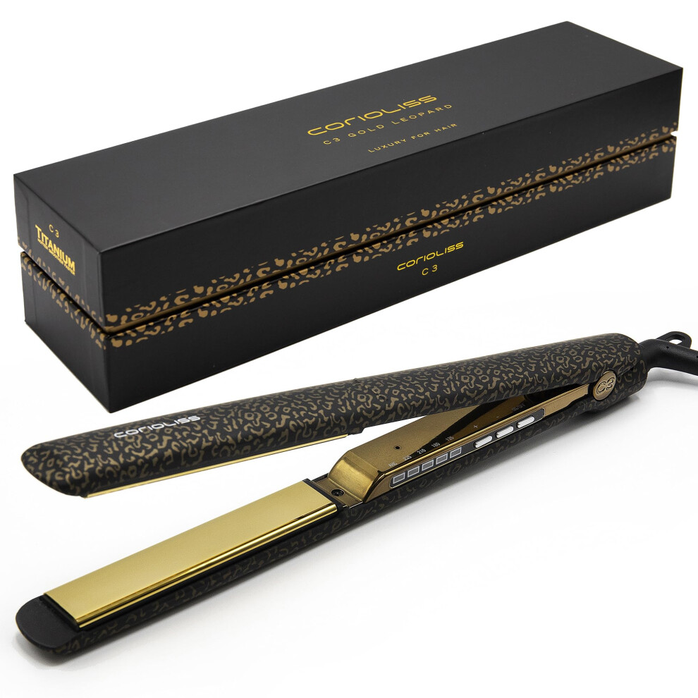 Corioliss C3 Hair Straightener for Women Professional Titanium Plates Flat Iron UK Plug (Leopard Gold Soft Touch)