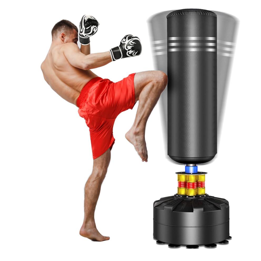 YOLEO Punching Bag Heavy Boxing Bag with Suction Cup Base - Freestanding Punching Bag for Adults Kickboxing Bags Kick Punch Bag (Black)