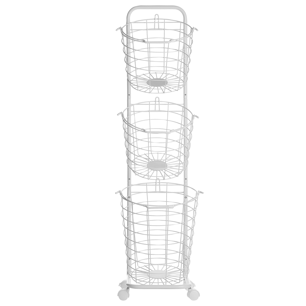 Basket Stand AYAPAL with Wheels Metal White