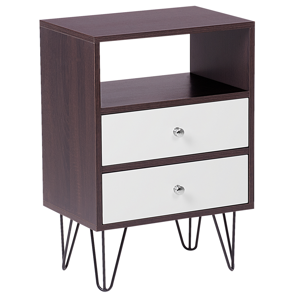 2 Drawer Bedside Table ARVIN Brown/ White