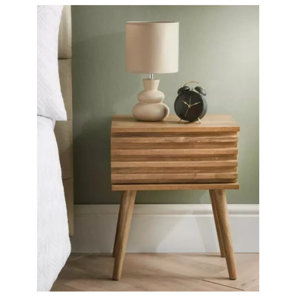 Funky Mango Wood Bedside Table Drawer Cabinet Storage Lamp Stand Decor