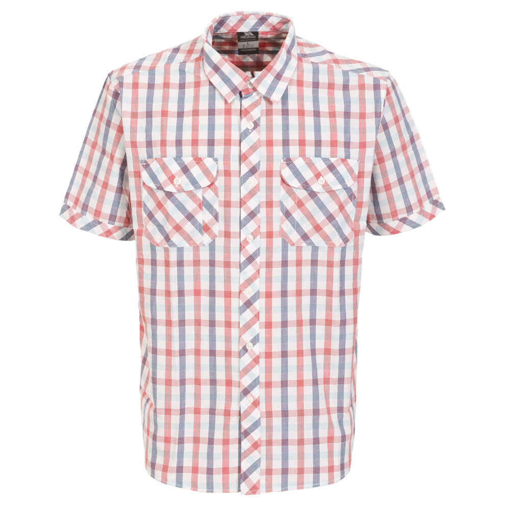 (S, Red Check) Trespass Mens Short Sleeve Check Shirt Hopedale