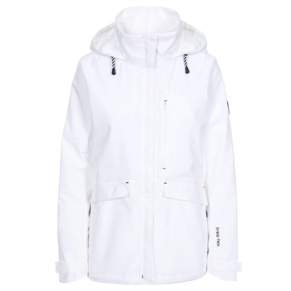 (6, White) Trespass Womens Waterproof Jacket Raincoat Voyage