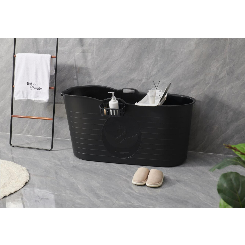 Fimous Bathtub Adults Freestanding Bath for Hot Bath Ice Bath Black